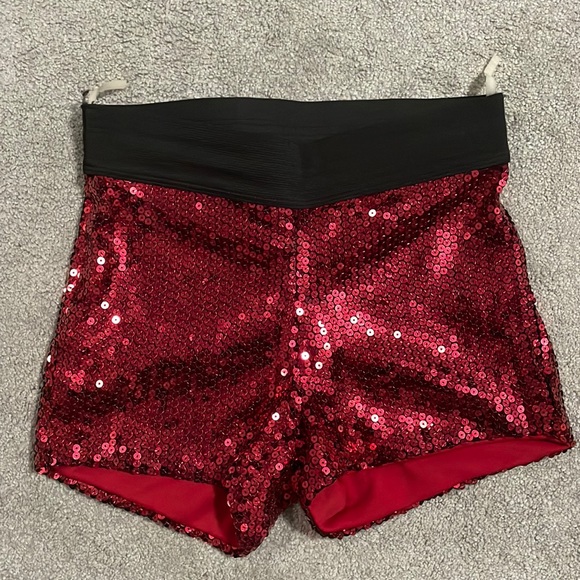 Hottie red sequinned shorts. Size small - Picture 1 of 5